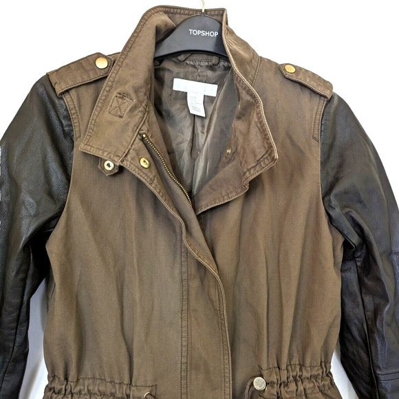 H&M DIVIDED Women's Raglan Jacket Black & Green High Collar Zip-Up Fall … - Picture 8 of 9